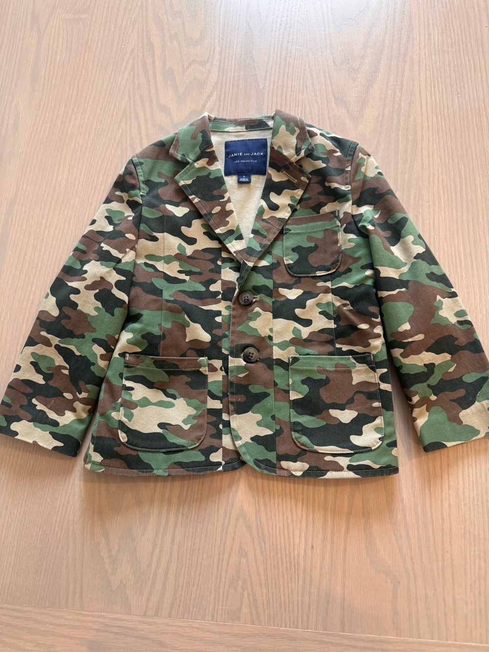 Janie and Jack Boys' Camouflage Blazer - Green & Brown Camo size 4 fall autumn